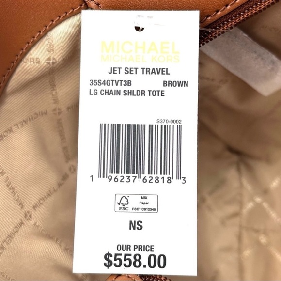 Michael Kors Large Jet Set Travel Chain Shoulder Bag Brown - Picture 11 of 12